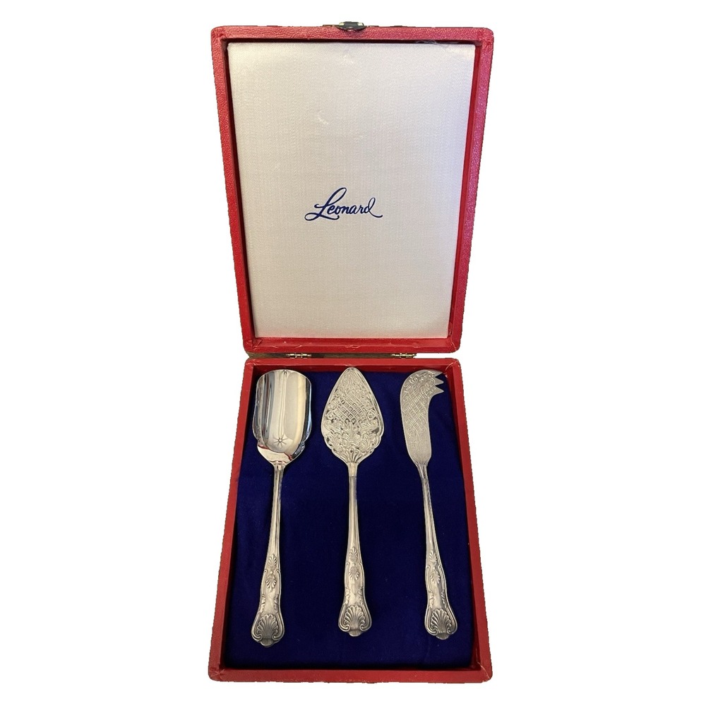 Leonard Silver Plated 3-Piece Serving Set In Red‎ Display Box